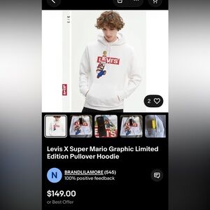 Levis X Super Mario Graphic Limited Edition Pullover Hoodie
